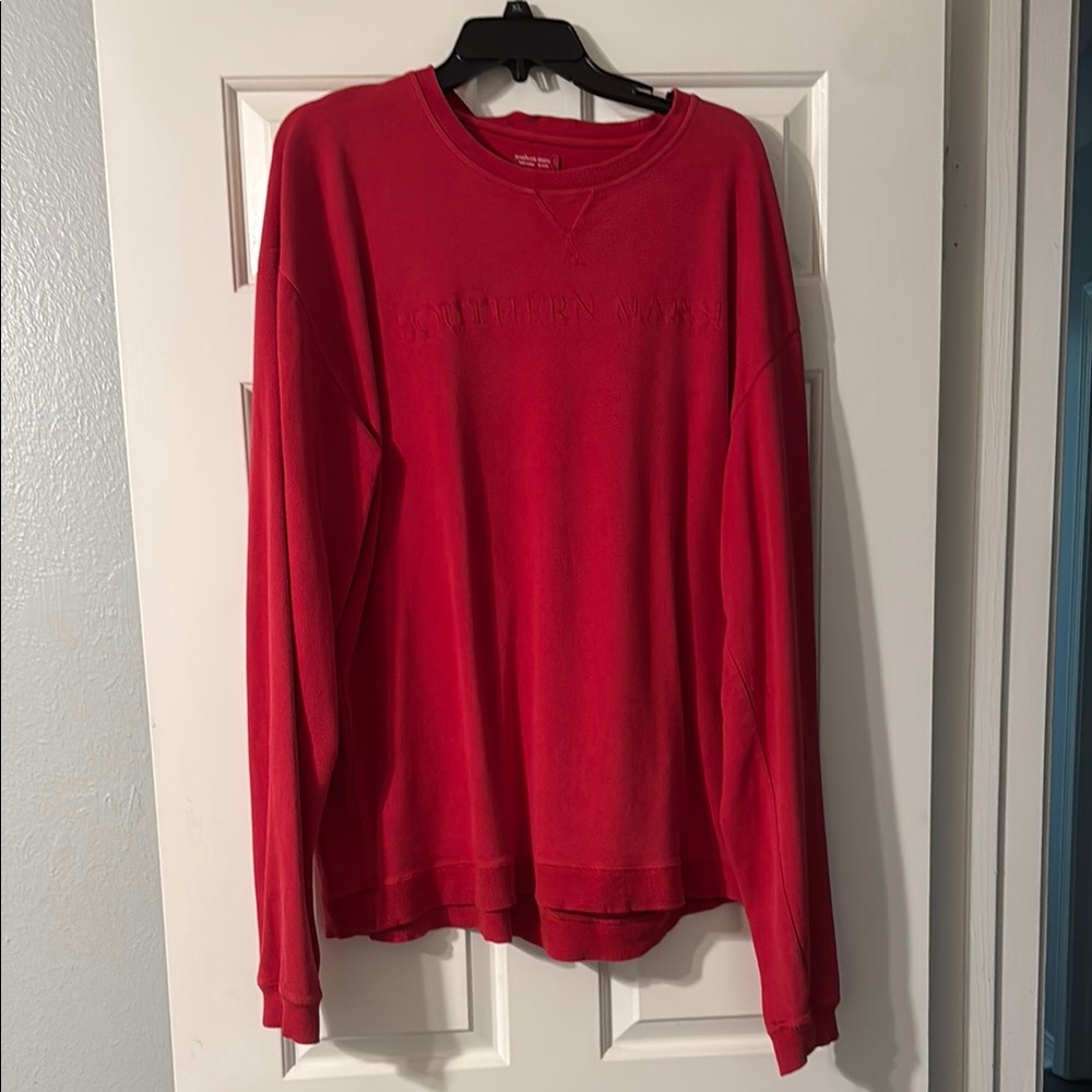 Southern Marsh Red Crewneck Sweater Classic Knit